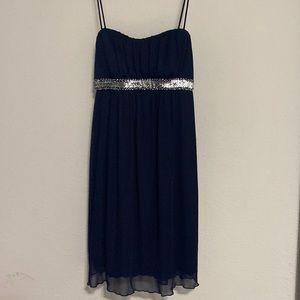 Sweet Storm Navy Dress with Silver Sequin Waist